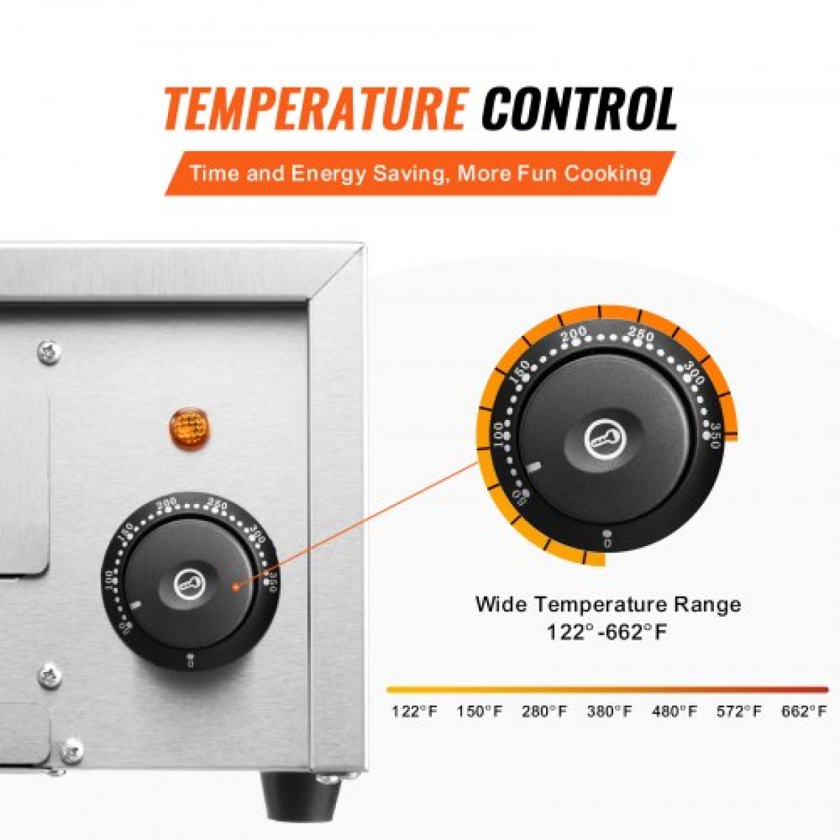 Ηλεκτρικός φούρνος πίτσας VEVOR, 12 ιντσών, 1500 W, εύρος θερμοκρασίας 0-300°C, κατασκευή από ανοξείδωτο χάλυβα και δίσκος για ψίχουλα που καθαρίζεται εύκολα, κατάλληλος τόσο για επαγγελματική όσο και για οικιακή χρήση