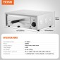 Ηλεκτρικός φούρνος πίτσας VEVOR, 12 ιντσών, 1500 W, εύρος θερμοκρασίας 0-300°C, κατασκευή από ανοξείδωτο χάλυβα και δίσκος για ψίχουλα που καθαρίζεται εύκολα, κατάλληλος τόσο για επαγγελματική όσο και για οικιακή χρήση
