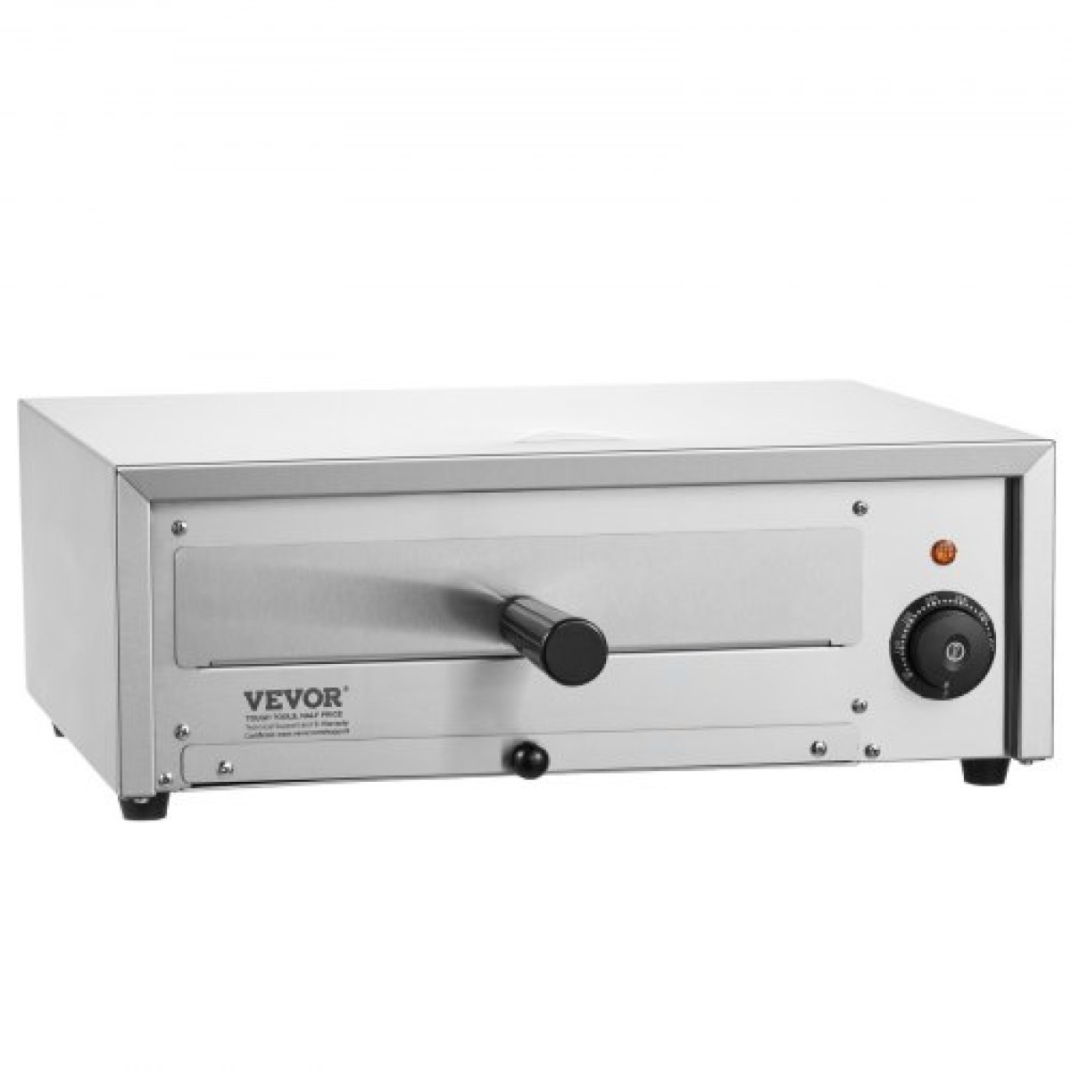 Ηλεκτρικός φούρνος πίτσας VEVOR, 12 ιντσών, 1500 W, εύρος θερμοκρασίας 0-300°C, κατασκευή από ανοξείδωτο χάλυβα και δίσκος για ψίχουλα που καθαρίζεται εύκολα, κατάλληλος τόσο για επαγγελματική όσο και για οικιακή χρήση