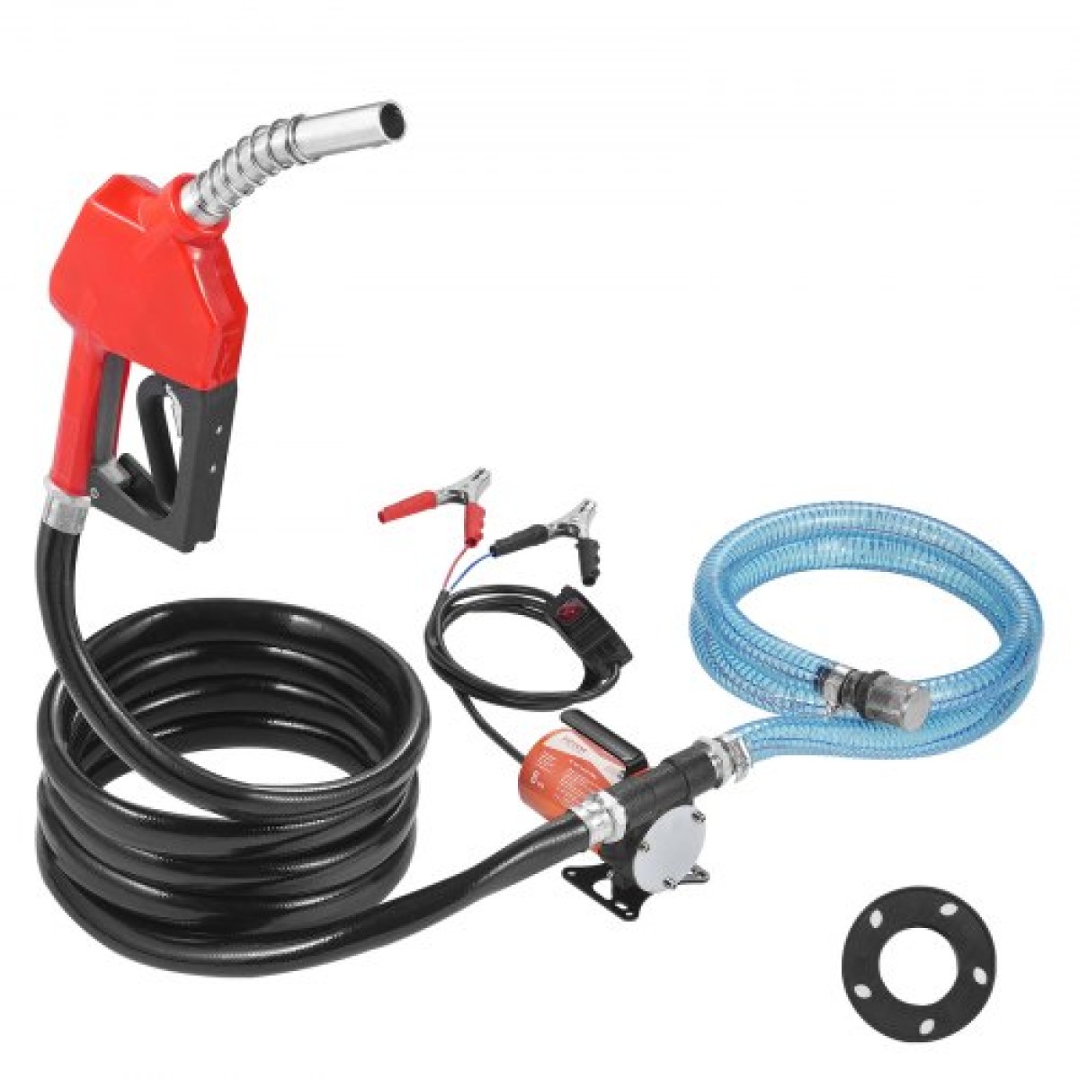 Αντλία μεταφοράς καυσίμου VEVOR, 12V DC 30L/min (8 GPM) 124W (1/6 HP), Φορητή ηλεκτρική αντλία μεταφοράς ντίζελ με ακροφύσιο αυτόματης απενεργοποίησης καυσίμου, μακρύς εύκαμπτος σωλήνας εισόδου & εξόδου για μείγματα βενζίνης, ντίζελ, κηροζίνης, μεθανό