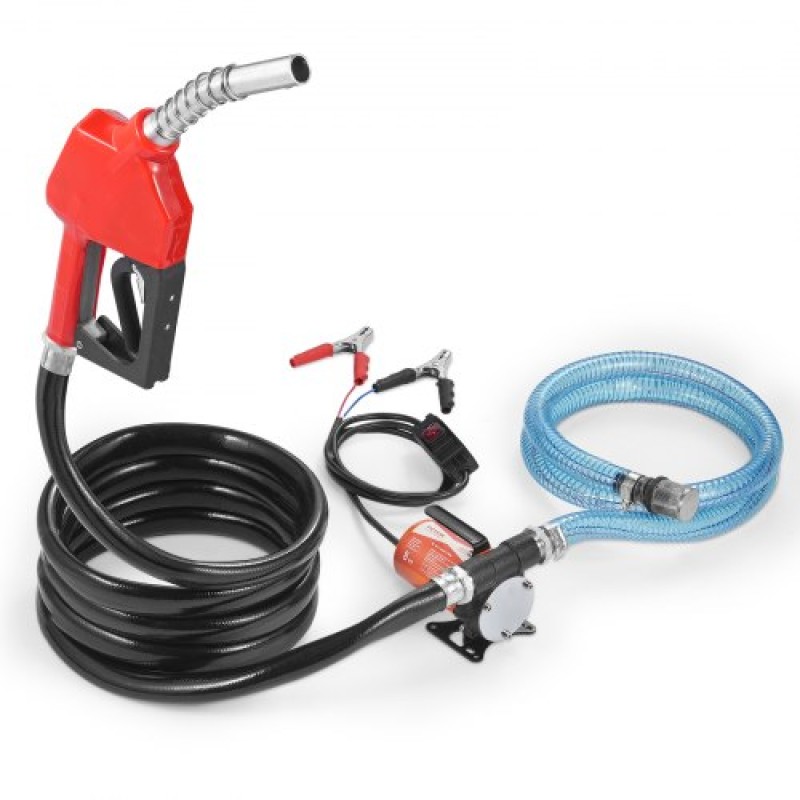 Αντλία μεταφοράς καυσίμου VEVOR, 12V DC 30L/min (8 GPM) 124W (1/6 HP), Φορητή ηλεκτρική αντλία μεταφοράς ντίζελ με ακροφύσιο αυτόματης απενεργοποίησης καυσίμου, μακρύς εύκαμπτος σωλήνας εισόδου & εξόδου για μείγματα βενζίνης, ντίζελ, κηροζίνης, μεθανό