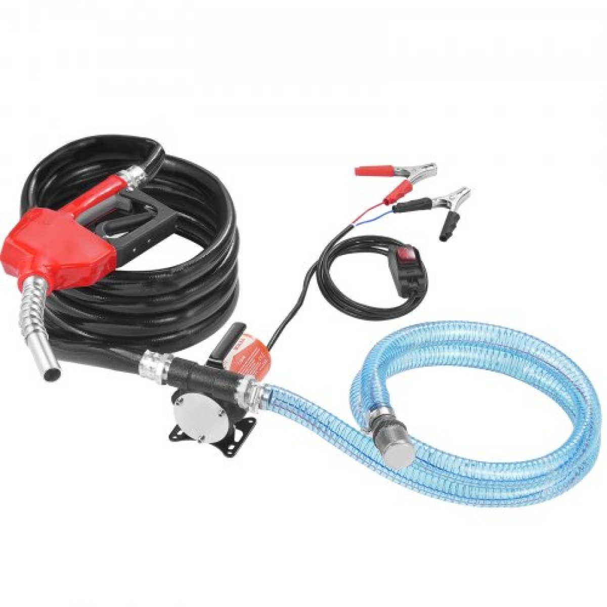 Αντλία μεταφοράς καυσίμου VEVOR, 12V DC 30L/min (8 GPM) 124W (1/6 HP), Φορητή ηλεκτρική αντλία μεταφοράς ντίζελ με ακροφύσιο αυτόματης απενεργοποίησης καυσίμου, μακρύς εύκαμπτος σωλήνας εισόδου & εξόδου για μείγματα βενζίνης, ντίζελ, κηροζίνης, μεθανό