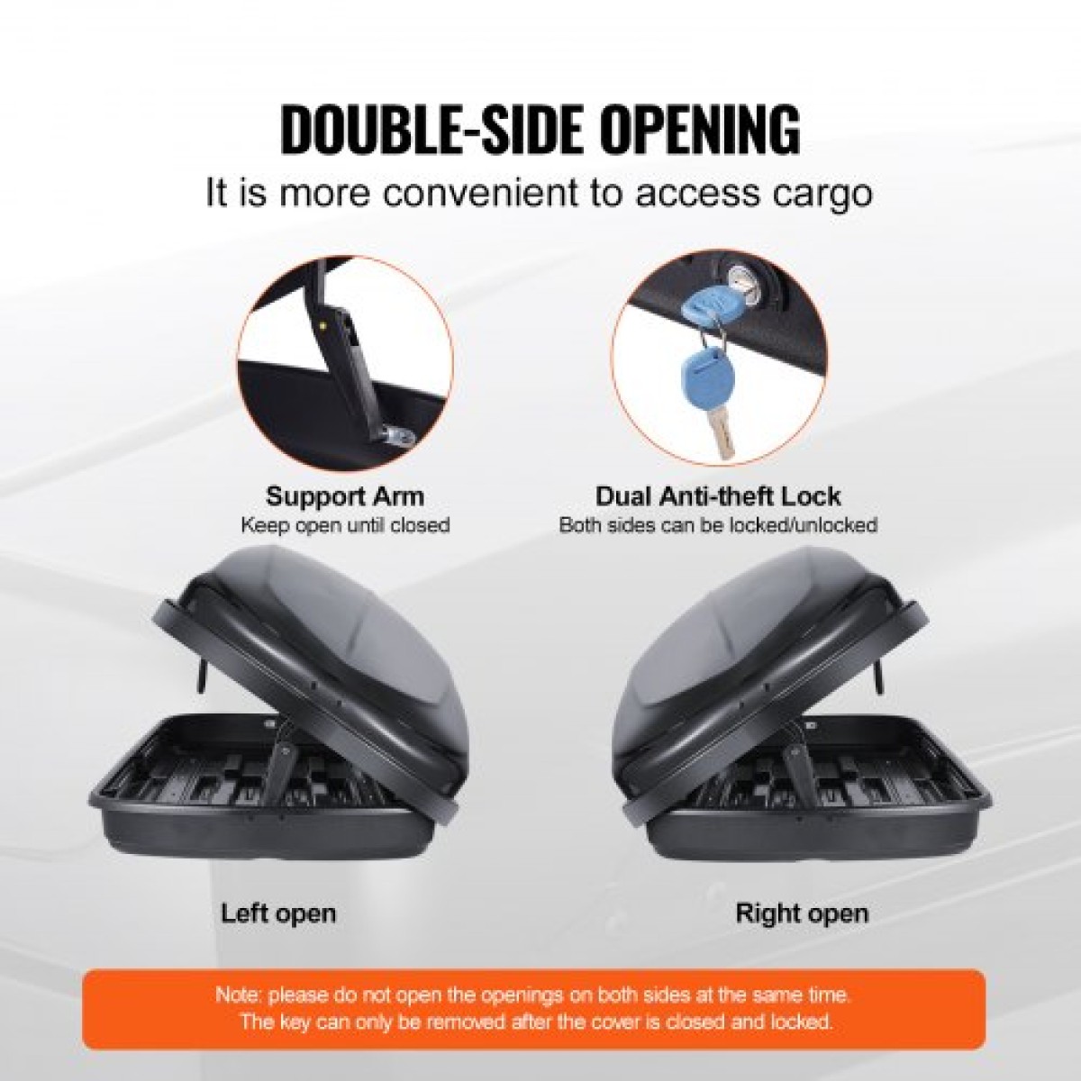 VEVOR Rooftop Cargo Carrier, 8 Cubic Feet Roof Cargo Box, ABS Hard Shell Roof Box, με άνοιγμα διπλής όψης και 2 ενισχυμένους ιμάντες, Αεροδυναμική, Κατάλληλη για τις περισσότερες Crossbar, για Αυτοκίνητο, Βαγόνι, SUV, Μαύρο