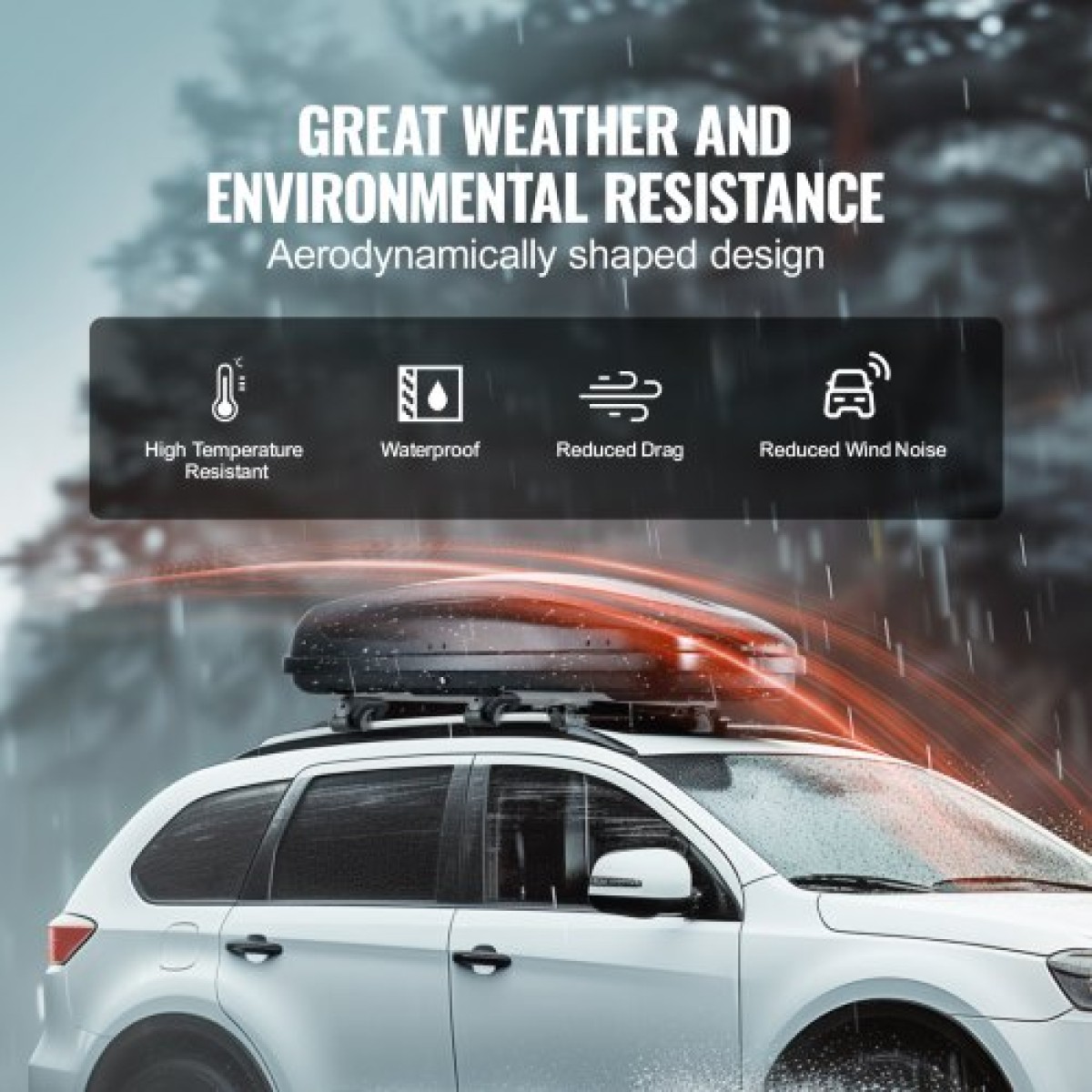VEVOR Rooftop Cargo Carrier, 8 Cubic Feet Roof Cargo Box, ABS Hard Shell Roof Box, με άνοιγμα διπλής όψης και 2 ενισχυμένους ιμάντες, Αεροδυναμική, Κατάλληλη για τις περισσότερες Crossbar, για Αυτοκίνητο, Βαγόνι, SUV, Μαύρο
