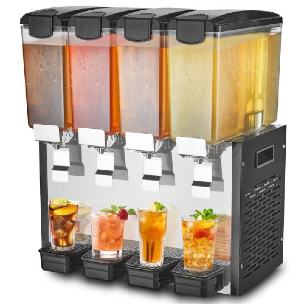 VEVOR Commercial Beverage Dispenser, 4 Tanks 10 L Per Tank Juice Dispenser, 430W Inox Ice Tea Drink Machine με θερμοκρασία ψύξης 45°F-54°F, για κρύο ποτό Restaurant Bar Party