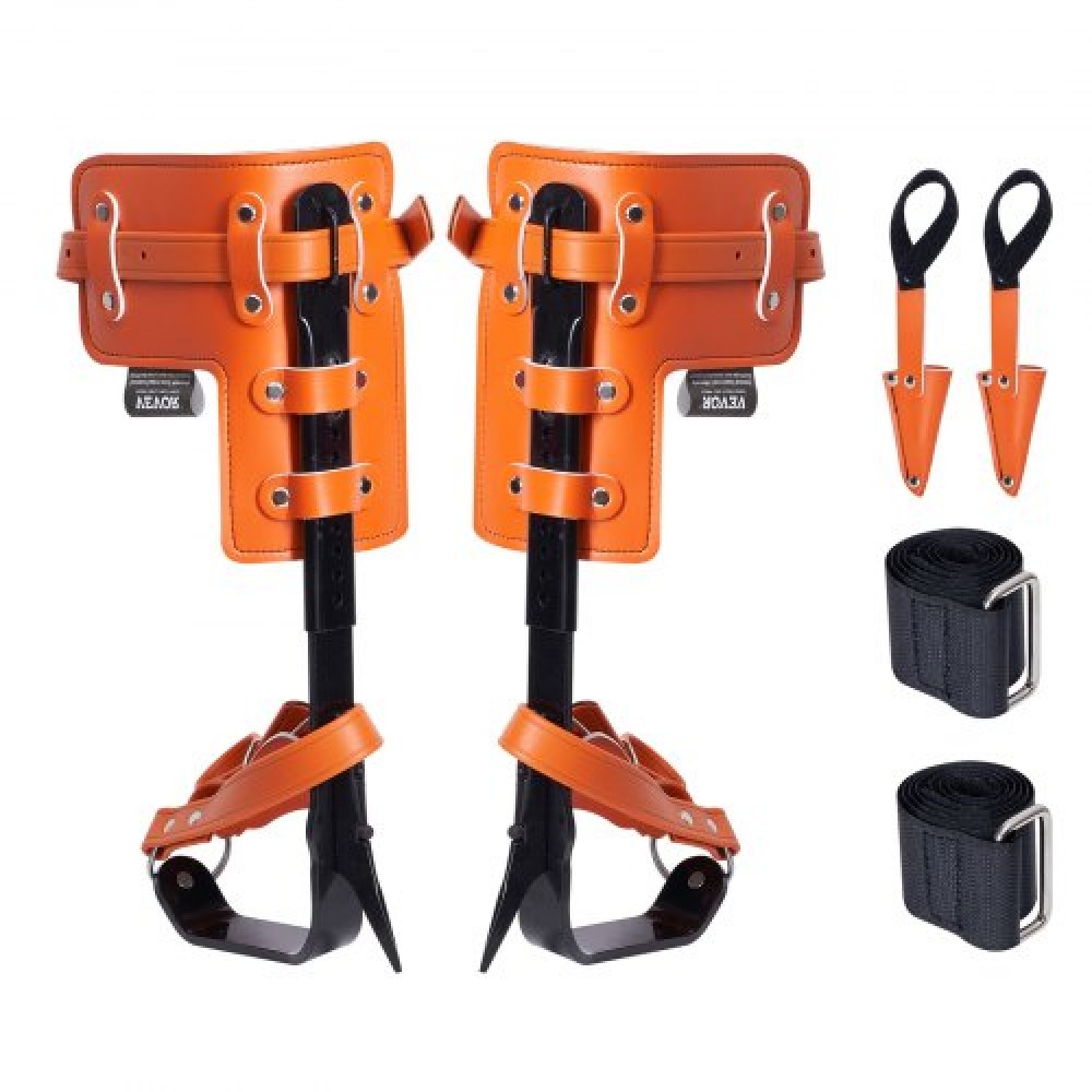 VEVOR Tree Climbing Spikes, 1 Pair Alloy Steel Climbing Spurs, Load Capacity 350lbs Tree Climbing Gear with Strate and Spike Protectors, Arborist Equipment for Orlimbers, Κυνήγι, Συλλογή φρούτων, Πορτοκάλι