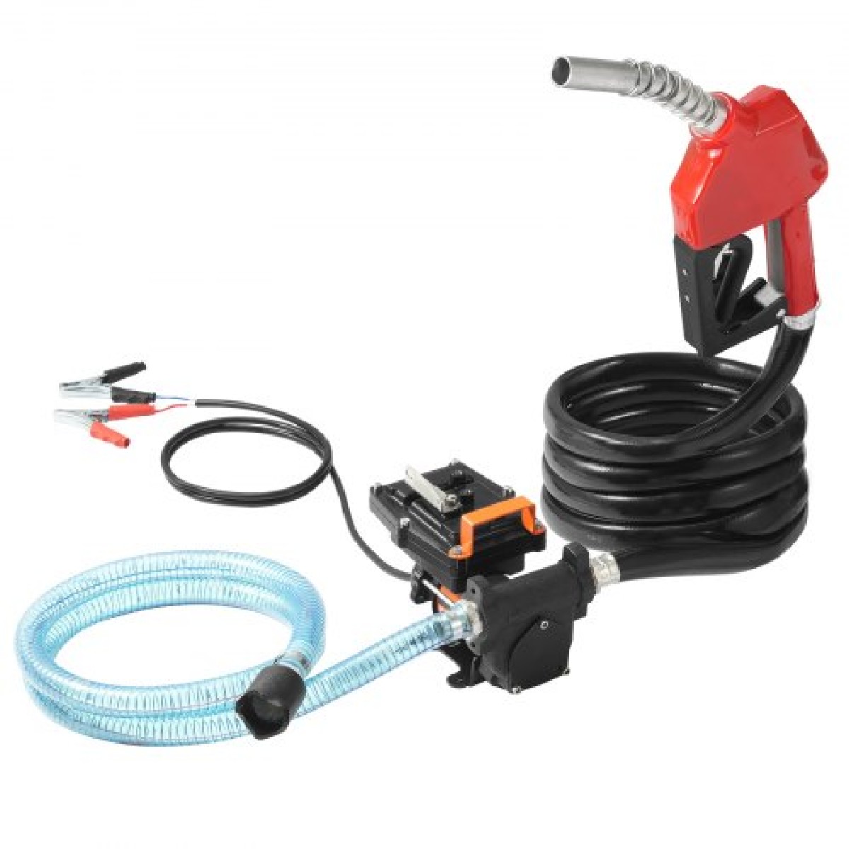 Αντλία μεταφοράς καυσίμου VEVOR, 12V DC 57L/min (15 GPM) 186W (1/4 HP), Φορητή ηλεκτρική αντλία μεταφοράς ντίζελ με ακροφύσιο καυσίμου αυτόματης απενεργοποίησης, μακρύς εύκαμπτος σωλήνας εισόδου & εξόδου για μείγματα βενζίνης, ντίζελ, κηροζίνης, μεθαν