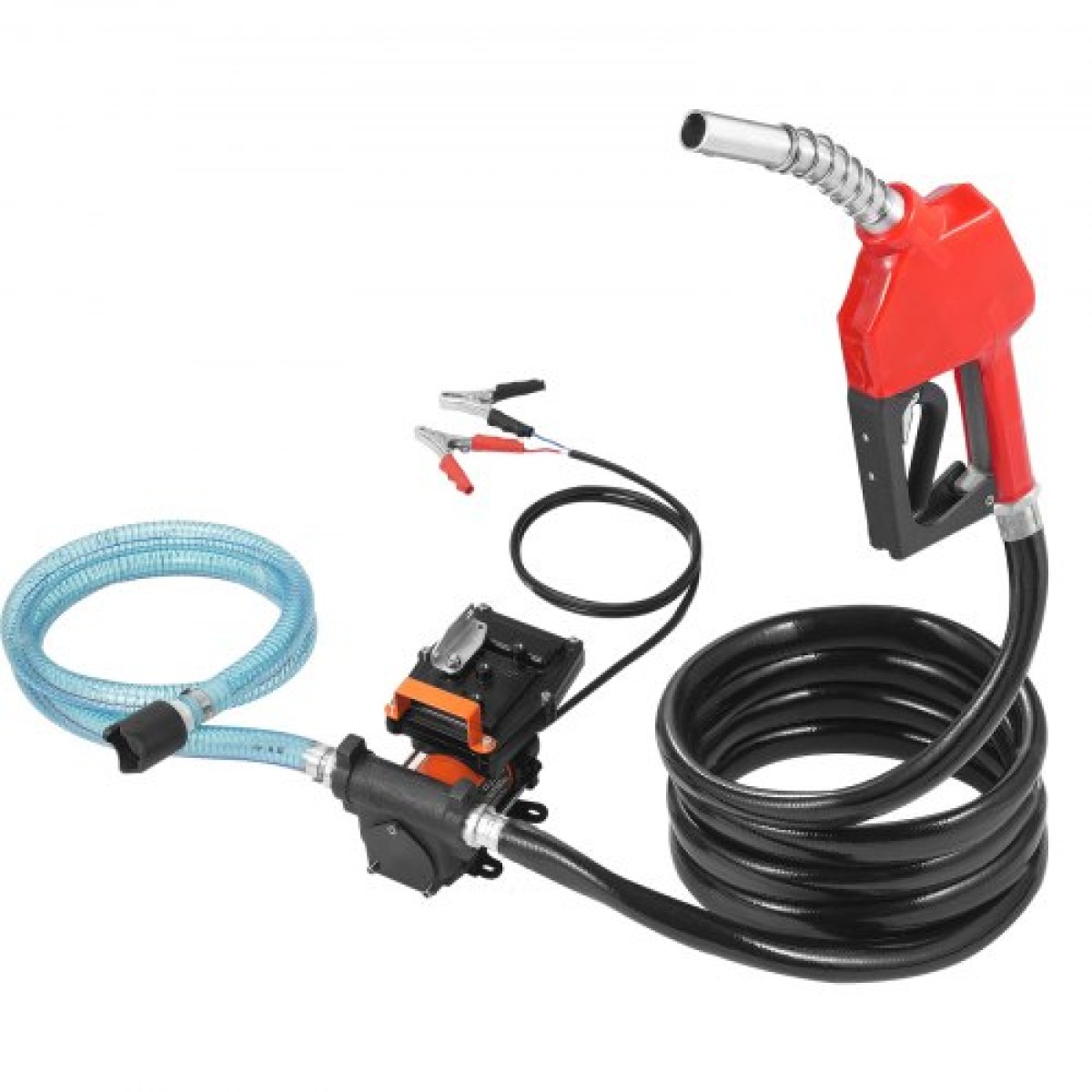 Αντλία μεταφοράς καυσίμου VEVOR, 12V DC 57L/min (15 GPM) 186W (1/4 HP), Φορητή ηλεκτρική αντλία μεταφοράς ντίζελ με ακροφύσιο καυσίμου αυτόματης απενεργοποίησης, μακρύς εύκαμπτος σωλήνας εισόδου & εξόδου για μείγματα βενζίνης, ντίζελ, κηροζίνης, μεθαν
