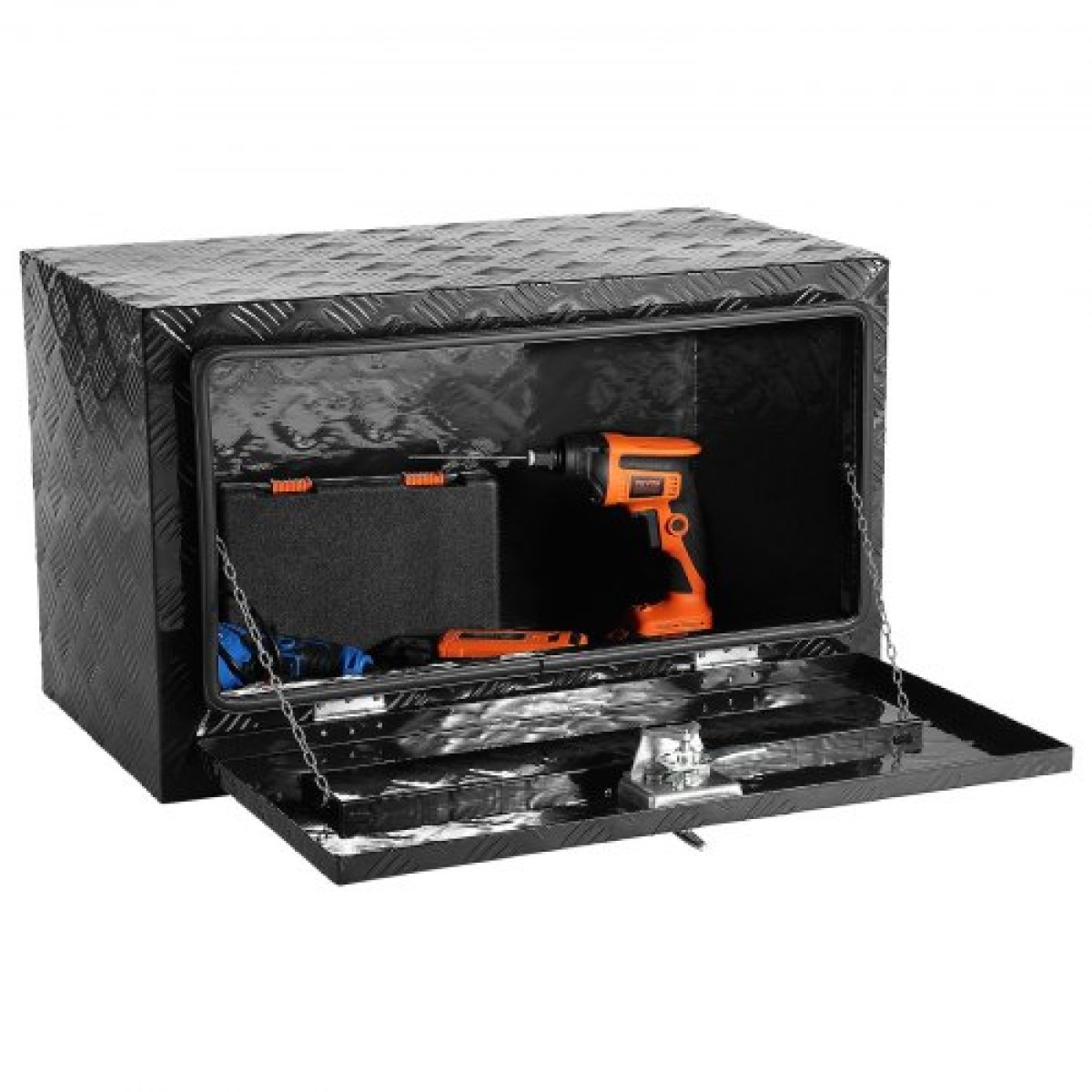 VEVOR Underbody Truck Box, 30" x 17" x 18" Pickup Storage Box, Heavy Duty Diamond Plate Tool Box με κλειδαριά και κλειδιά, Αδιάβροχο κουτί αποθήκευσης τρέιλερ με μάνταλο T-handle για φορτηγό, φορτηγό, ρυμουλκούμενο