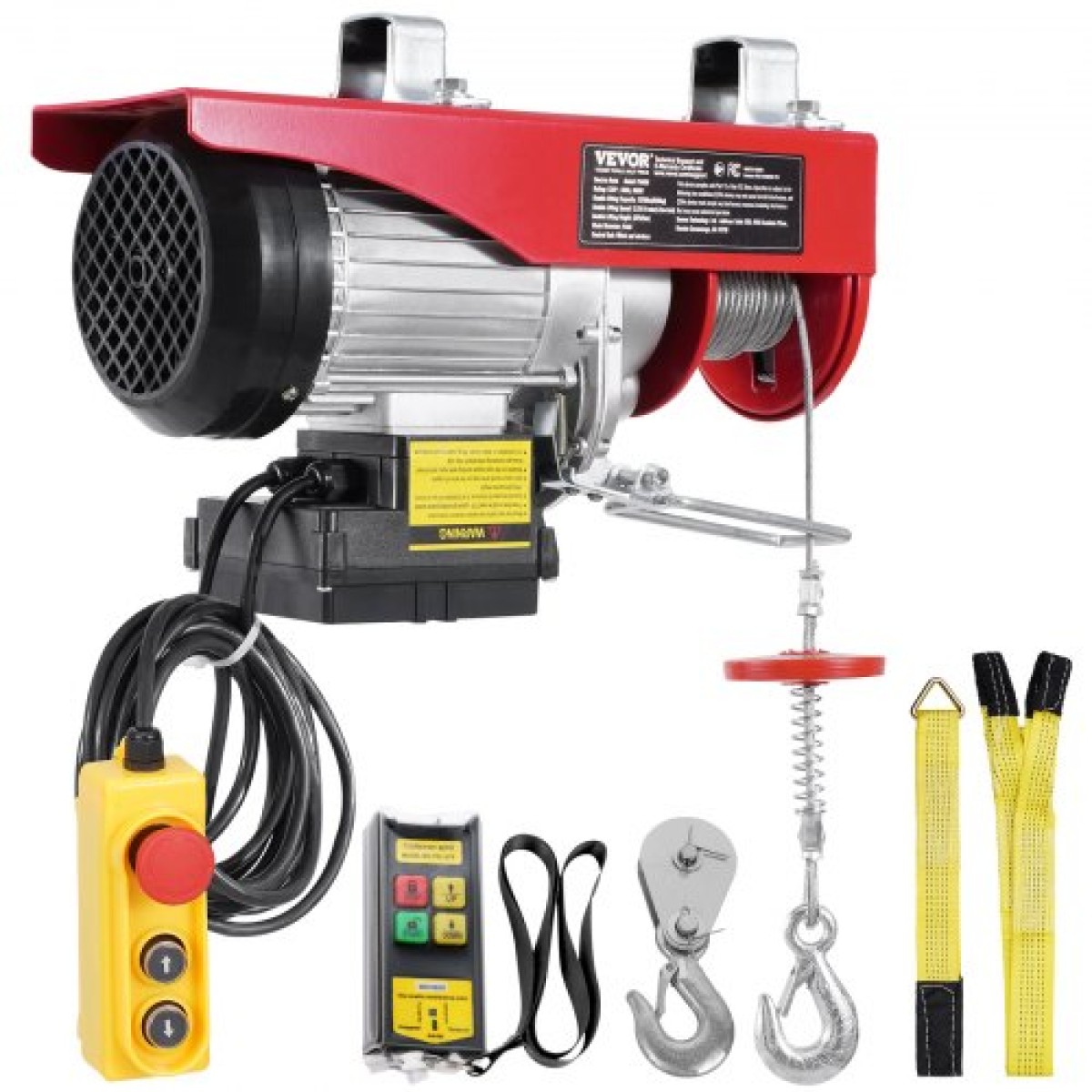 Βαρούλκο γερανού VEVOR Electric Hoist 598,7 kg 9997,4 cm Ασύρματο & 426,7 cm Ενσύρματο τηλεχειριστήριο