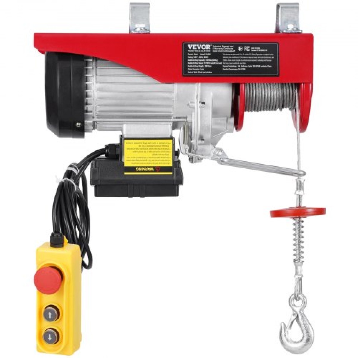 Βαρούλκο γερανού VEVOR Electric Hoist 598,7 kg 9997,4 cm Ασύρματο & 426,7 cm Ενσύρματο τηλεχειριστήριο