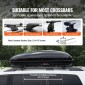 VEVOR Rooftop Cargo Carrier, 14 Cubic Feet Roof Cargo Box, ABS Hard Shell Roof Box, με άνοιγμα διπλής όψης και 2 ενισχυμένους ιμάντες, Αεροδυναμική, Κατάλληλη για τις περισσότερες Crossbar, για Αυτοκίνητο, Βαγόνι, SUV, Μαύρο