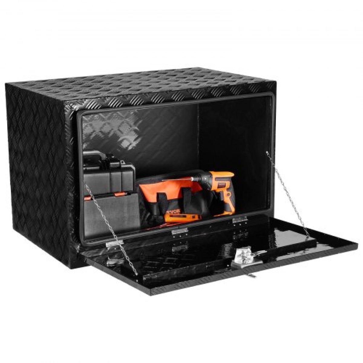 VEVOR Underbody Truck Box, 48" x 24" x 24" Pickup Storage Box, Heavy Duty Aluminium Diamond Plate Tool Box με κλειδαριά και κλειδιά, Αδιάβροχο κουτί αποθήκευσης τρέιλερ με μάνταλο T-handle για φορτηγό, φορτηγό, ρυμουλκούμενο