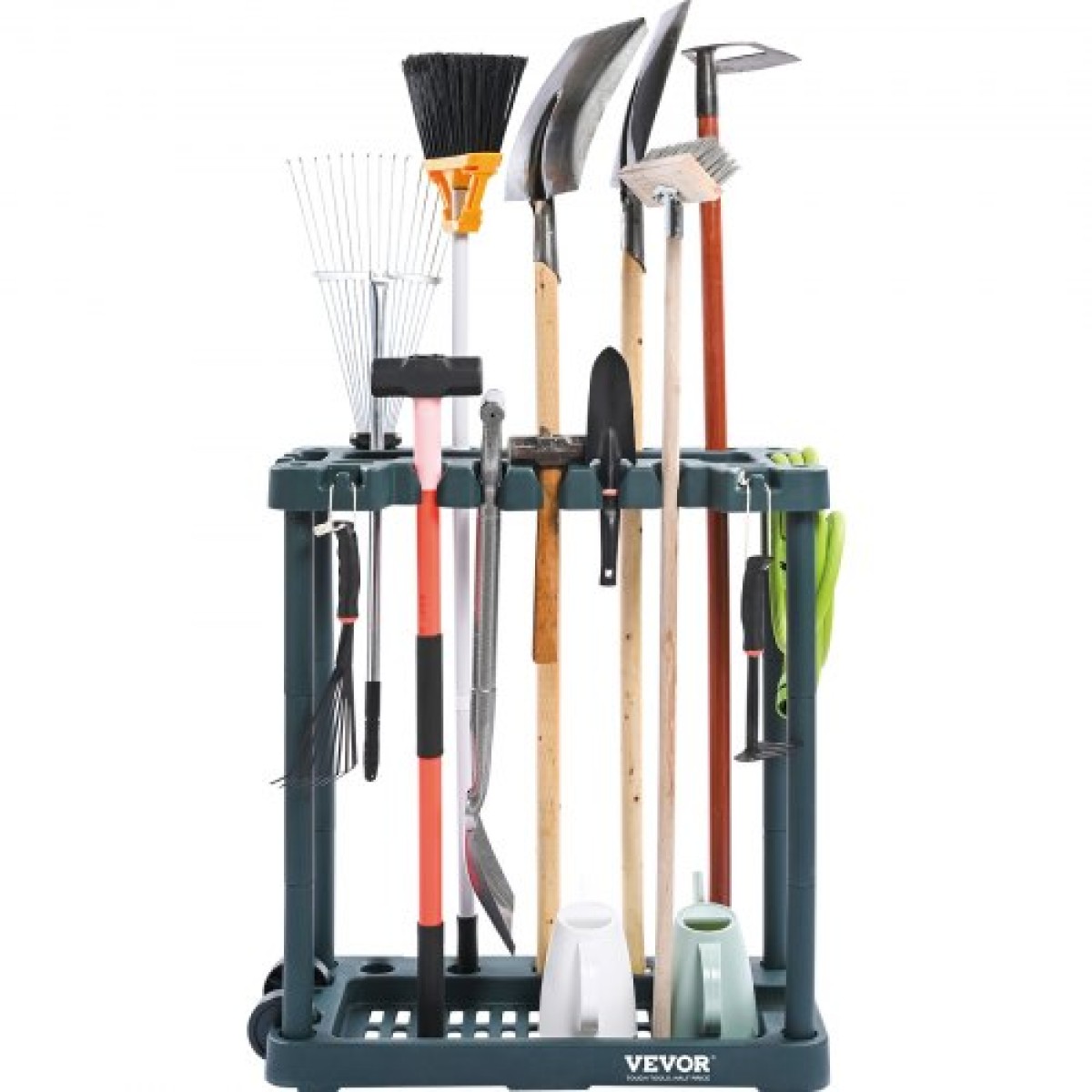 VEVOR Garden Tool Organizer, 10 Slots, Yard Tower Tower Rack για Οργάνωση και Αποθήκευση Γκαράζ, Hold Long Handled Tool/Rake/Brow/Shovel, PP Garden Tool Stand Organizer για αυλή, υπόστεγο, εξωτερικούς χώρους