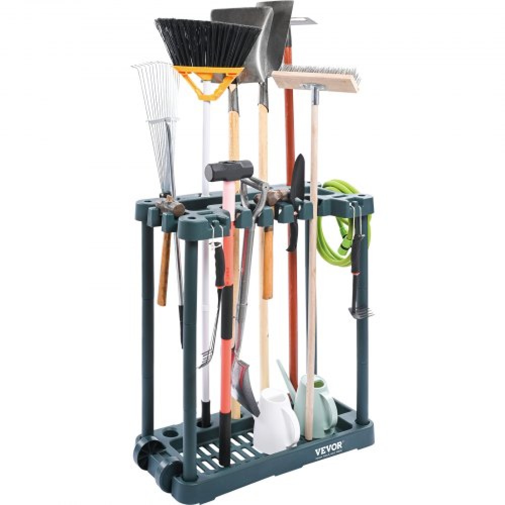 VEVOR Garden Tool Organizer, 10 Slots, Yard Tower Tower Rack για Οργάνωση και Αποθήκευση Γκαράζ, Hold Long Handled Tool/Rake/Brow/Shovel, PP Garden Tool Stand Organizer για αυλή, υπόστεγο, εξωτερικούς χώρους