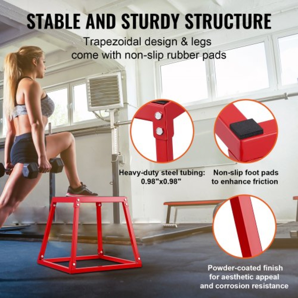 VEVOR Plyometric Jump Box, 18 Inch Plyo Box, Steel Plyometric Platform and Jumping Agility Box, Anti-slip Fitness Step Up Box for Home Gym Training, Conditioning Strength Training, Κόκκινο