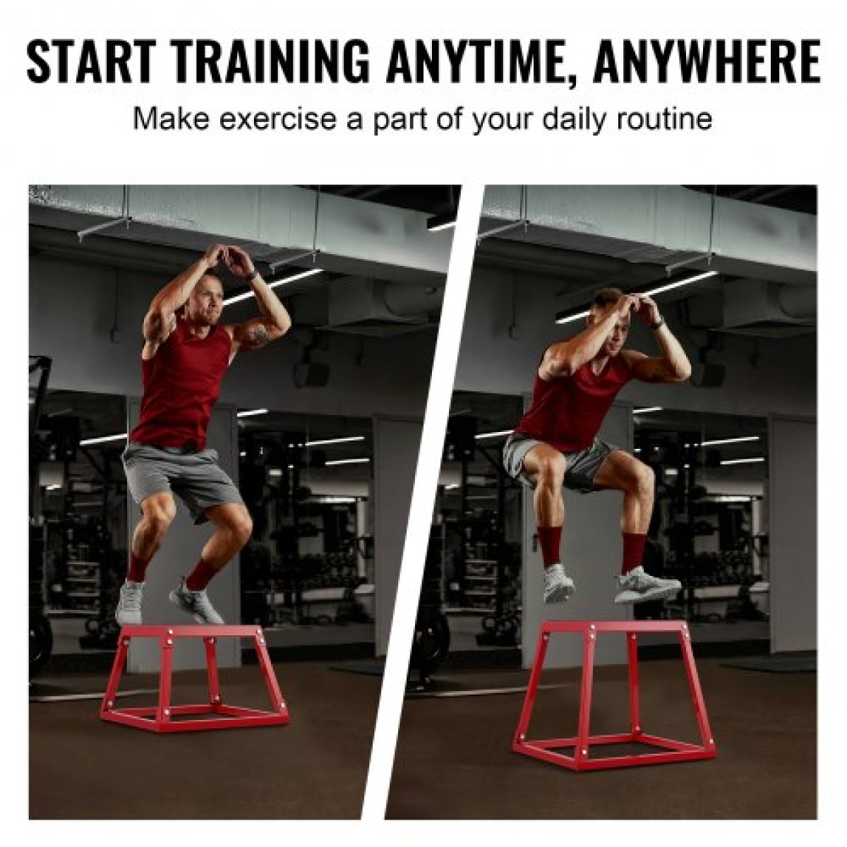 VEVOR Plyometric Jump Box, 18 Inch Plyo Box, Steel Plyometric Platform and Jumping Agility Box, Anti-slip Fitness Step Up Box for Home Gym Training, Conditioning Strength Training, Κόκκινο