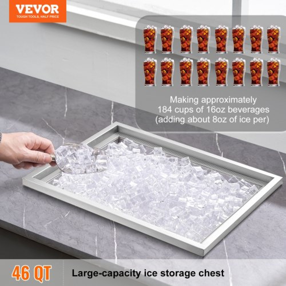 VEVOR Drop in Ice Chest, 22"L x 17"W x 12"H Ψύκτη πάγου από ανοξείδωτο ατσάλι, Επαγγελματικός Κάδος πάγου με κάλυμμα, 40 qt Ice Bar εξωτερικής κουζίνας, σωλήνας αποστράγγισης και βύσμα αποστράγγισης, για Cold Wine Beer