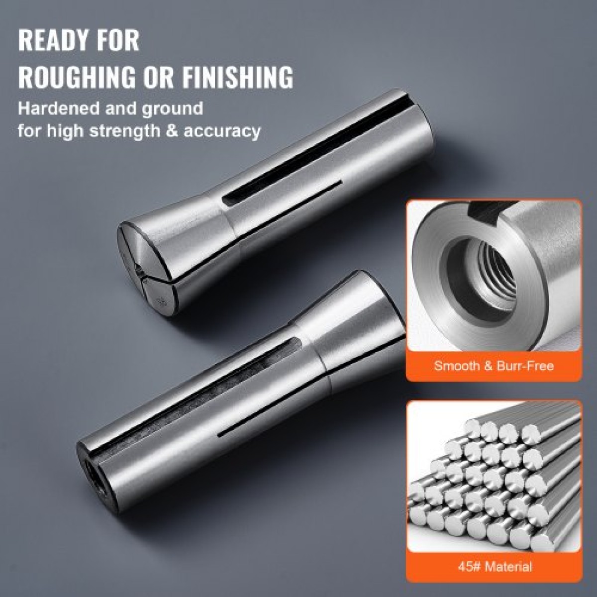 VEVOR 13 pcs Precision R8 Collet Set, 1/8" - 7/8", 45# Mill Collet Chuck 0,0012"/30μm TIR with 13 Labeled Storage Boxes, for Milling Machine Drill Presses Boring Machine Machining Center