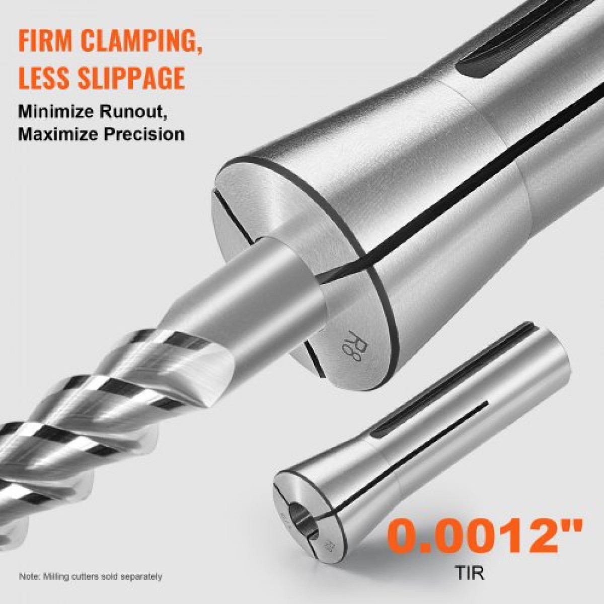 VEVOR 13 pcs Precision R8 Collet Set, 1/8" - 7/8", 45# Mill Collet Chuck 0,0012"/30μm TIR with 13 Labeled Storage Boxes, for Milling Machine Drill Presses Boring Machine Machining Center
