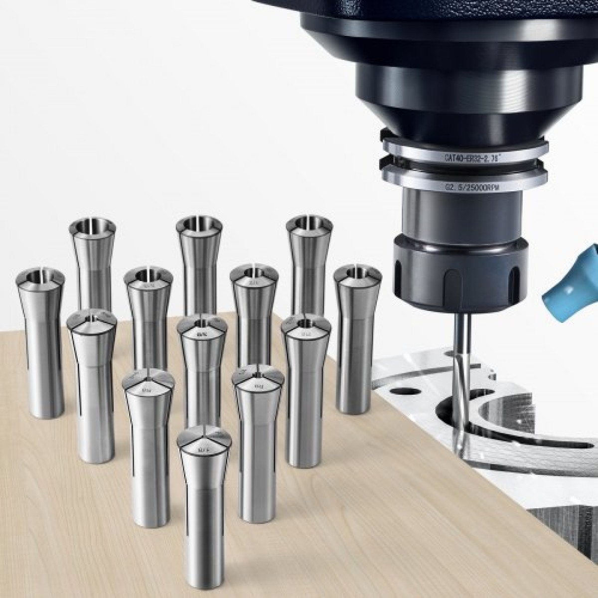 VEVOR 13 pcs Precision R8 Collet Set, 1/8" - 7/8", 45# Mill Collet Chuck 0,0012"/30μm TIR with 13 Labeled Storage Boxes, for Milling Machine Drill Presses Boring Machine Machining Center