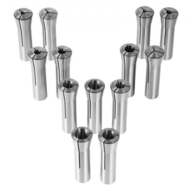 VEVOR 13 pcs Precision R8 Collet Set, 1/8" - 7/8", 45# Mill Collet Chuck 0,0012"/30μm TIR with 13 Labeled Storage Boxes, for Milling Machine Drill Presses Boring Machine Machining Center