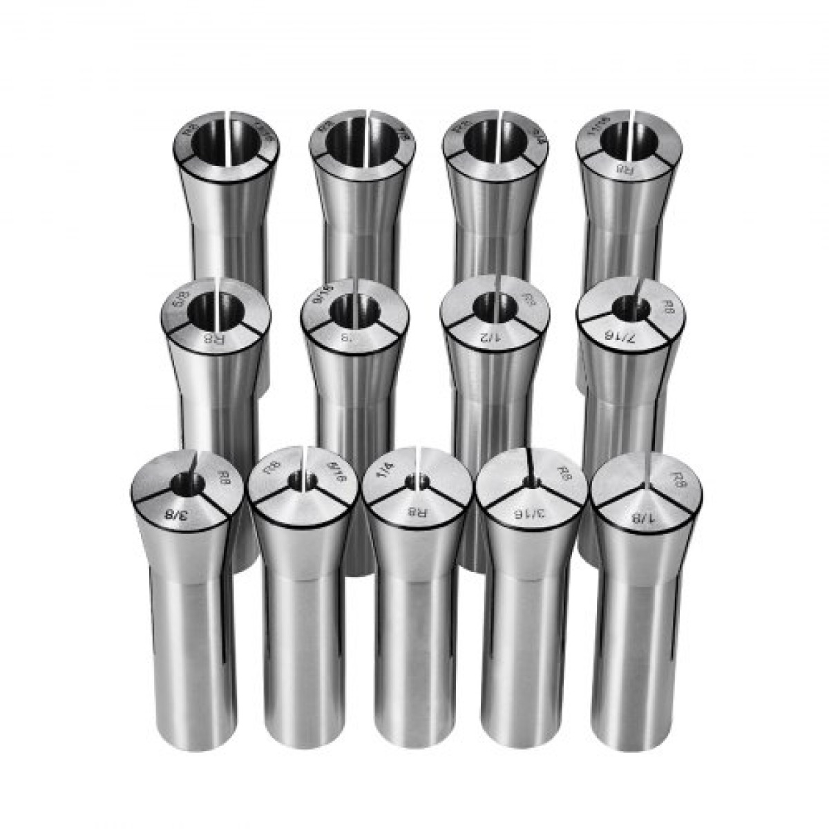 VEVOR 13 pcs Precision R8 Collet Set, 1/8" - 7/8", 45# Mill Collet Chuck 0,0012"/30μm TIR with 13 Labeled Storage Boxes, for Milling Machine Drill Presses Boring Machine Machining Center