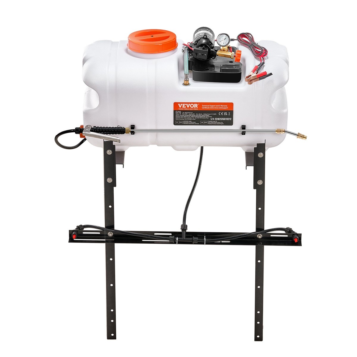VEVOR ATV Spot Sprayer, 15,9 Gal/60 L ATV/UTV Broadcast sprayer with A Nozzle Boom, Pump Weed Sprayer 12 V with Water Repot, 1,9 GPM Rate, Ρυθμιζόμενος 0-72 PSI, 20FT σωλήνας, Λευκό