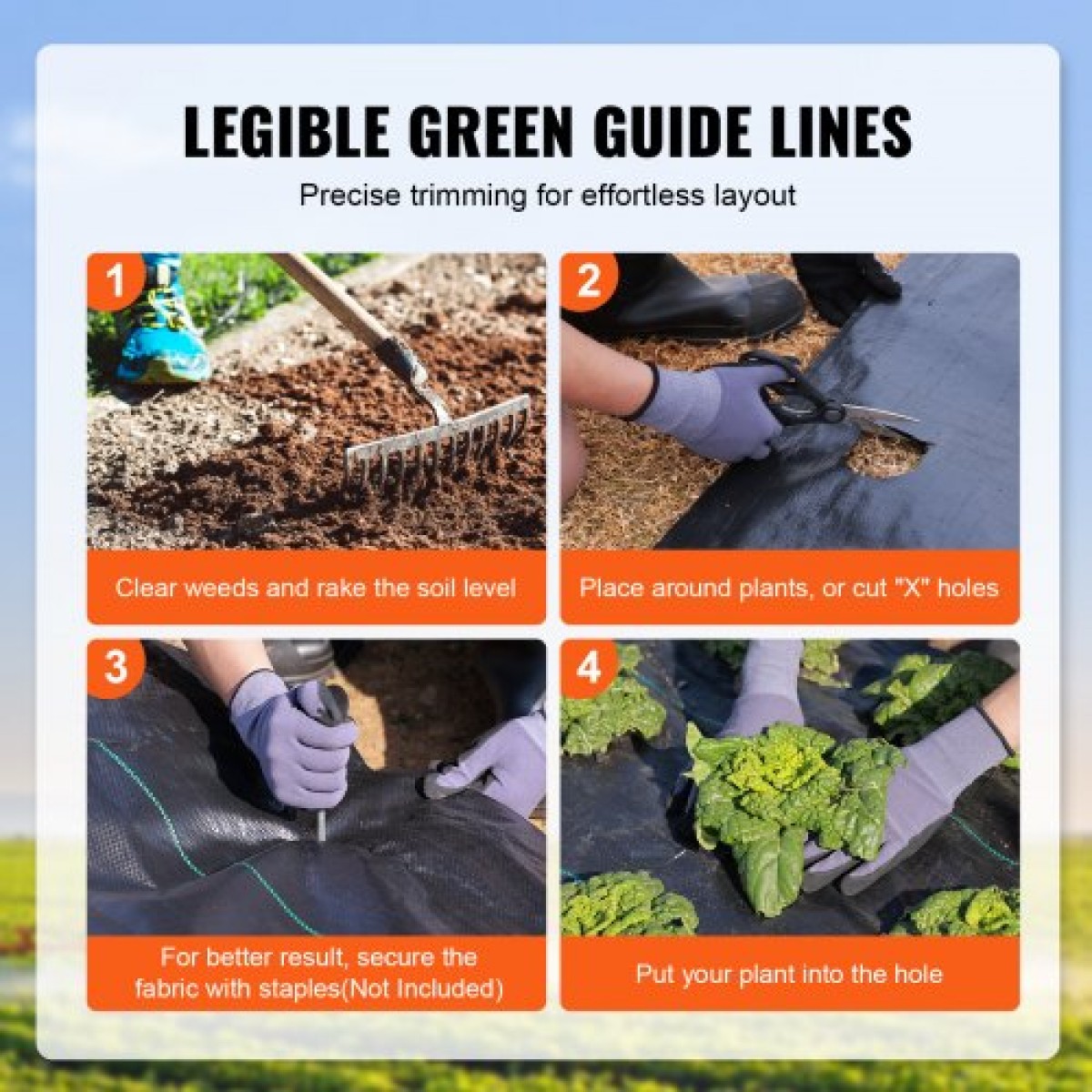 VEVOR 4FTx300FT Premium Heavy Duty Weed Barrier Landscape Fabric, 3.2OZ Υφαντό Geotextile Fabric Under Gravel, Υψηλή διαπερατότητα για Weed Blocker Weed Mat, Driveway Fabric, Weed Control Πανί κήπου