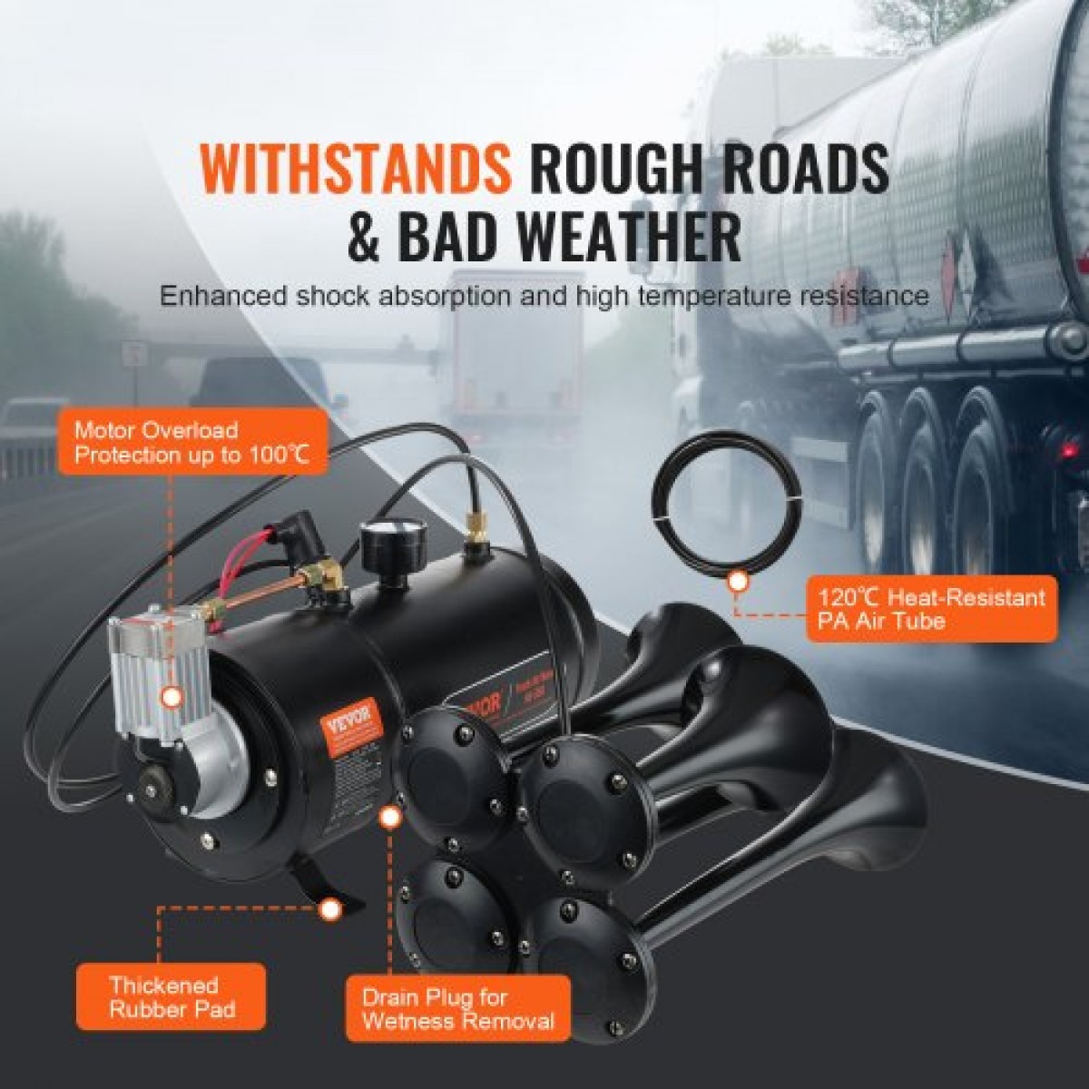 VEVOR 12V Air Compressor with Tank 0,8 Gallon/3 L, Train Horn Air Compressor, 120 psi Working Pressure Onboard Air Compressor System for Train Air Horns, Inflating ελαστικά, Air Stratters
