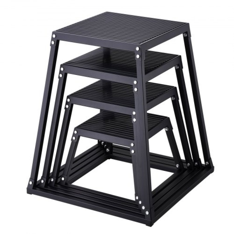 VEVOR Plyometric Jump Boxes, 12/18/24/30 Inch Plyo Box, Platform and Jumping Agility Box, Anti-slip Fitness Exercise Step Up Box for Home Gym Training, Conditioning Strength Training, Μαύρο