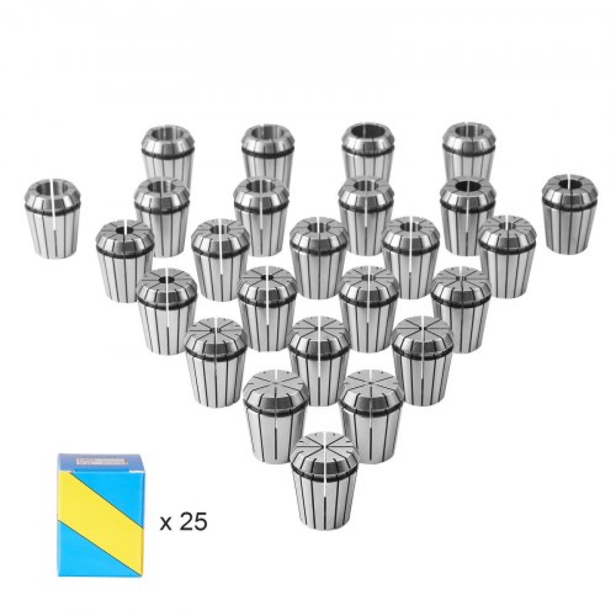 VEVOR 25 τεμ. ER32 Collet Set, 1/16''-13/16'', ER32 Spring Collet Chuck Set, 0,0006"/15 μm TIR Lathe Chuck Tool with 25 Labeled Storage Boxes, for CNC Graving Machine Press Milling Lathe Tool Drill