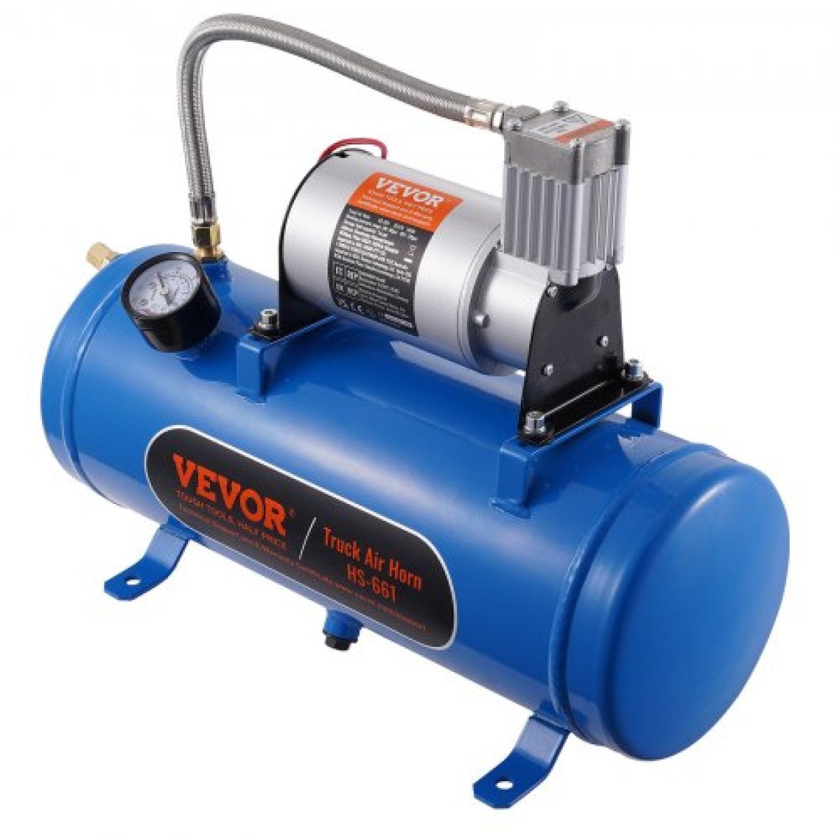 VEVOR 12V Air Compressor with Tank 1,6 Gallon/6 L, Train Horn Air Compressor, 120 psi Working Pressure Onboard Air Compressor System for Train Air Horns, Inflating ελαστικά, Air Stratters