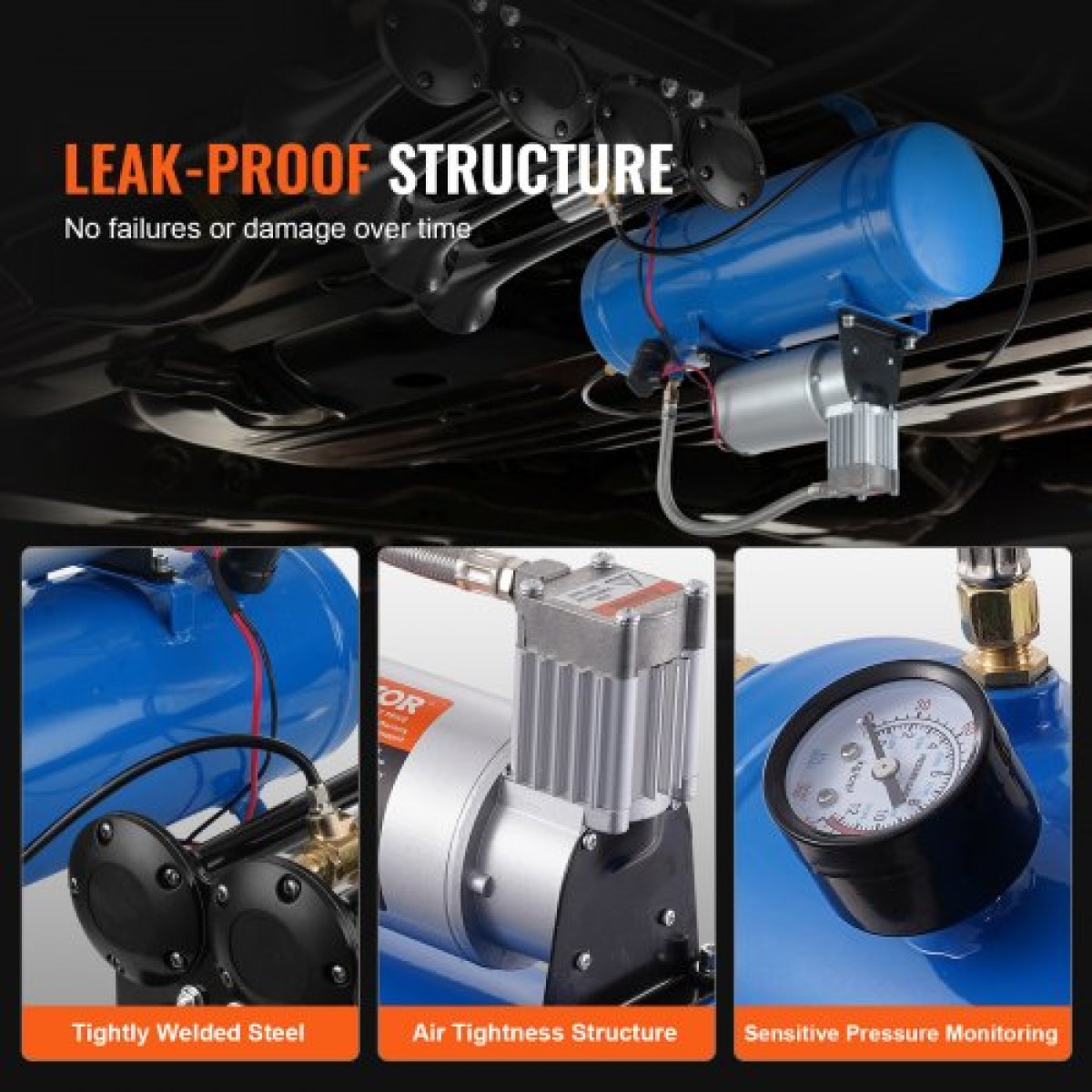 VEVOR 12V Air Compressor with Tank 1,6 Gallon/6 L, Train Horn Air Compressor, 120 psi Working Pressure Onboard Air Compressor System for Train Air Horns, Inflating ελαστικά, Air Stratters