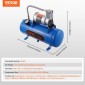 VEVOR 12V Air Compressor with Tank 1,6 Gallon/6 L, Train Horn Air Compressor, 120 psi Working Pressure Onboard Air Compressor System for Train Air Horns, Inflating ελαστικά, Air Stratters