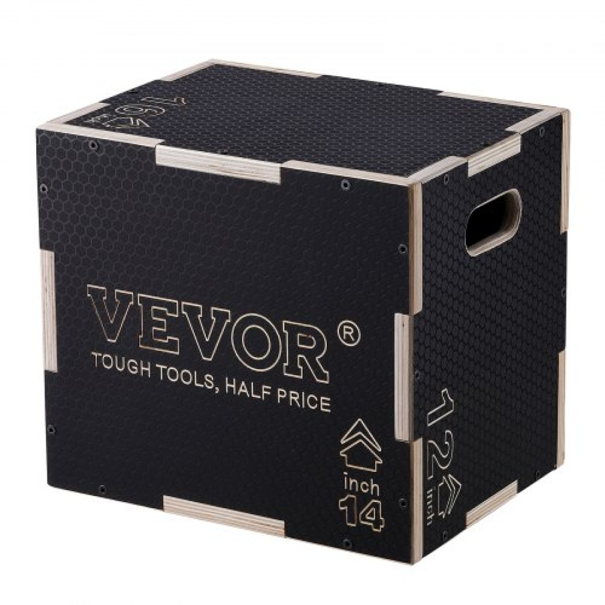VEVOR 3 σε 1 Plyometric Jump Box, 16/14/12 Inch Wooden Plyo Box, Platform & Jumping Agility Box, Anti-slip Fitness Exercise Step Up Box for Home Gym Training, Conditioning Strength Training, Μαύρο