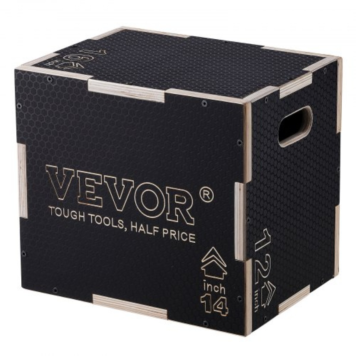 VEVOR 3 σε 1 Plyometric Jump Box, 16/14/12 Inch Wooden Plyo Box, Platform & Jumping Agility Box, Anti-slip Fitness Exercise Step Up Box for Home Gym Training, Conditioning Strength Training, Μαύρο