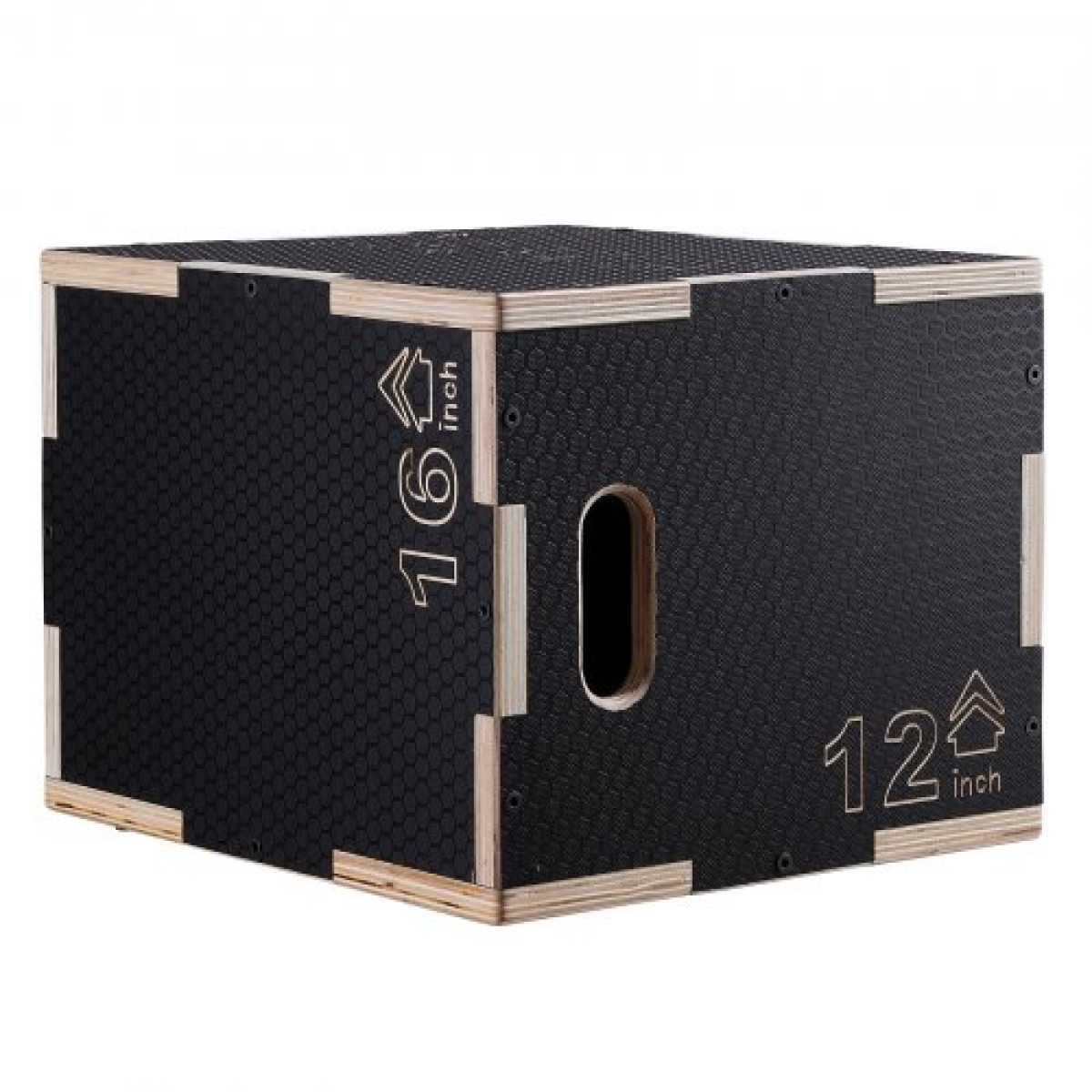 VEVOR 3 σε 1 Plyometric Jump Box, 16/14/12 Inch Wooden Plyo Box, Platform & Jumping Agility Box, Anti-slip Fitness Exercise Step Up Box for Home Gym Training, Conditioning Strength Training, Μαύρο