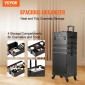 VEVOR 5 in 1 Professional Makeup Train Case Θήκη καλλυντικής αλουμινίου, κυλιόμενη θήκη μακιγιάζ Εξαιρετικά μεγάλο καρότσι μακιγιάζ Travel Organizer, με περιστρεφόμενους τροχούς 360° & Ρυθμιζόμενη ράβδο έλξης, Μαύρη