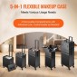 VEVOR 5 in 1 Professional Makeup Train Case Θήκη καλλυντικής αλουμινίου, κυλιόμενη θήκη μακιγιάζ Εξαιρετικά μεγάλο καρότσι μακιγιάζ Travel Organizer, με περιστρεφόμενους τροχούς 360° & Ρυθμιζόμενη ράβδο έλξης, Μαύρη