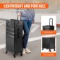 VEVOR 5 in 1 Professional Makeup Train Case Θήκη καλλυντικής αλουμινίου, κυλιόμενη θήκη μακιγιάζ Εξαιρετικά μεγάλο καρότσι μακιγιάζ Travel Organizer, με περιστρεφόμενους τροχούς 360° & Ρυθμιζόμενη ράβδο έλξης, Μαύρη