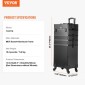 VEVOR 5 in 1 Professional Makeup Train Case Θήκη καλλυντικής αλουμινίου, κυλιόμενη θήκη μακιγιάζ Εξαιρετικά μεγάλο καρότσι μακιγιάζ Travel Organizer, με περιστρεφόμενους τροχούς 360° & Ρυθμιζόμενη ράβδο έλξης, Μαύρη