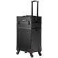VEVOR 5 in 1 Professional Makeup Train Case Θήκη καλλυντικής αλουμινίου, κυλιόμενη θήκη μακιγιάζ Εξαιρετικά μεγάλο καρότσι μακιγιάζ Travel Organizer, με περιστρεφόμενους τροχούς 360° & Ρυθμιζόμενη ράβδο έλξης, Μαύρη