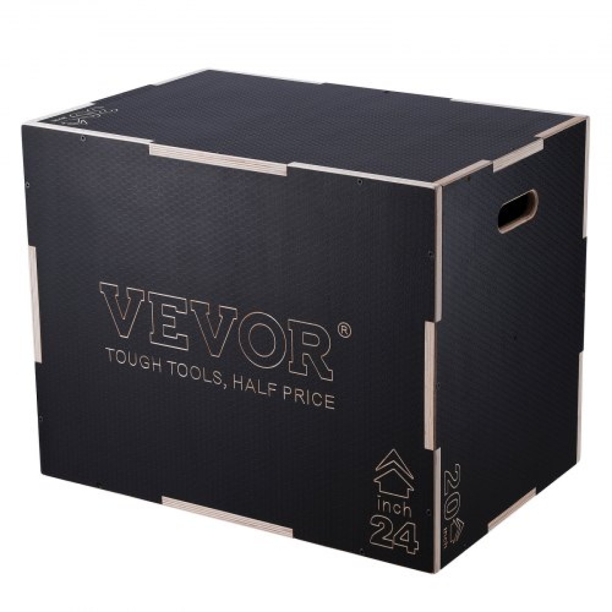 VEVOR 3 σε 1 Plyometric Jump Box, 30/24/20 Inch Wooden Plyo Box, Platform & Jumping Agility Box, Anti-slip Fitness Step Up Box for Home Gym Training, Conditioning Strength Training, Μαύρο