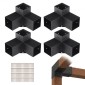 Σετ βραχίονα πέργκολας VEVOR 10,2 cm x 10,2 cm, εσωτερικό μέγεθος 9,1 cm x 9,1 cm 4 τμχ Γωνιακό στήριγμα 3-Way Heavy Duty Woodworks DIY Base Post Kit, Εύκολη εγκατάσταση Ξύλινα δοκάρια για κιόσκια, πέργκολες βεράντας, κούτσουρο πέργκολα