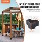 Σετ βραχίονα πέργκολας VEVOR 6''x6''(εσωτερικό μέγεθος 5,6x5,6), 4 τμχ γωνιακό στήριγμα 3-Way βαρέως τύπου Woodworks DIY Post Base Kit, Ξύλινα δοκάρια εύκολης εγκατάστασης για κιόσκια, πέργκολες βεράντας, ξύλινη καμπίνα εξωτερικού χώρο