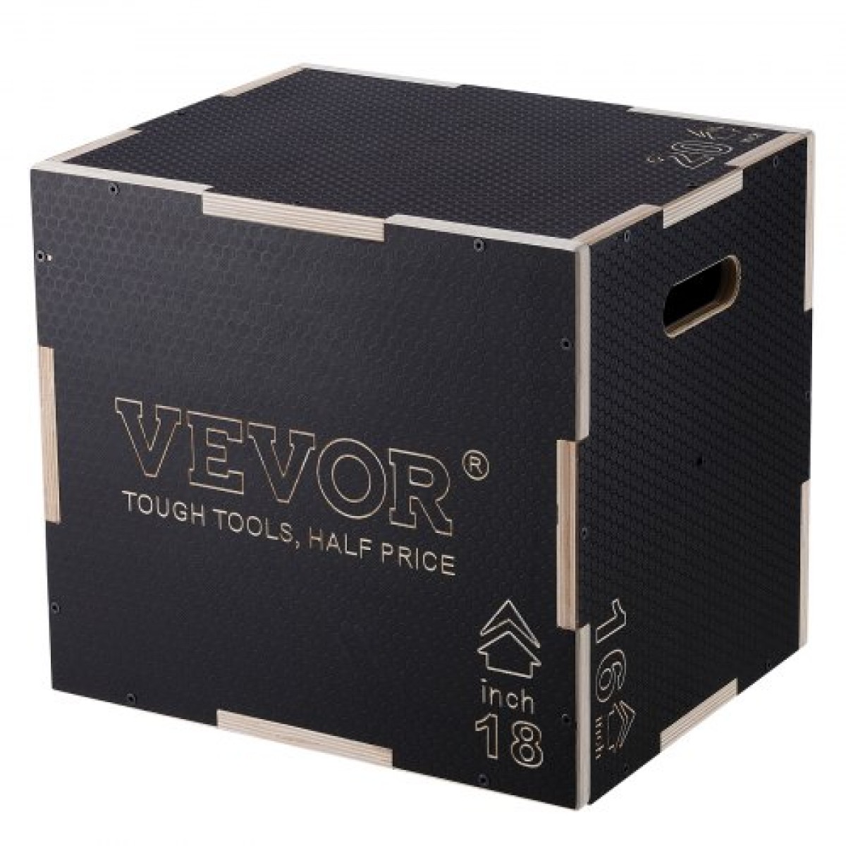 VEVOR 3 σε 1 Plyometric Jump Box, 20/18/16 Inch Wooden Plyo Box, Platform & Jumping Agility Box, Anti-slip Fitness Step Up Box for Home Gym Training, Conditioning Strength Training, Μαύρο