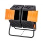 VEVOR Compost Bin, 140,1L Dual Chamber Composting Tumbler, High Volume Two Rotating Chambers with 2 συρόμενες πόρτες και χαλύβδινο πλαίσιο, BPA Free Composter Bin Tumbler για κήπο, κουζίνα, αυλή, εξωτερικό χώρο