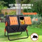 VEVOR Compost Bin, 140,1L Dual Chamber Composting Tumbler, High Volume Two Rotating Chambers with 2 συρόμενες πόρτες και χαλύβδινο πλαίσιο, BPA Free Composter Bin Tumbler για κήπο, κουζίνα, αυλή, εξωτερικό χώρο