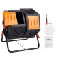 VEVOR Compost Bin, 140,1L Dual Chamber Composting Tumbler, High Volume Two Rotating Chambers with 2 συρόμενες πόρτες και χαλύβδινο πλαίσιο, BPA Free Composter Bin Tumbler για κήπο, κουζίνα, αυλή, εξωτερικό χώρο